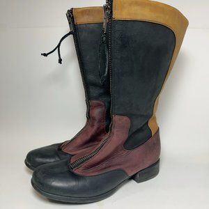 John Fluevog Kathryn Color Block Leather Tall Zip Boots